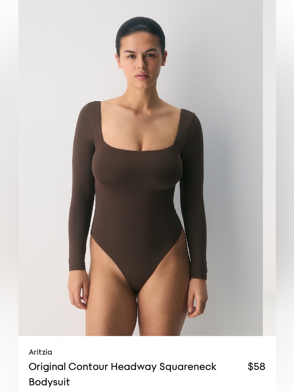 Aritzia Long-Sleeve Squareneck Bodysuit - Brown